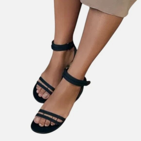 Rebecca Allen Women's Black The Flat Two-Strap Strappy Sandals Size 8.5 - Picture 7 of 8